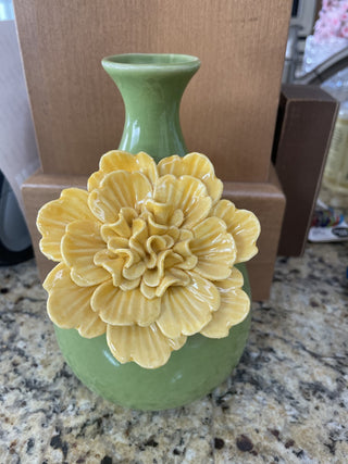Green Vase W/Yellow Flower RCD|74958