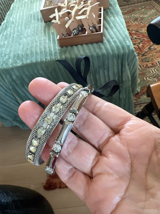 Mesh bangle/rhinestone bracelet (set of 2)|53939