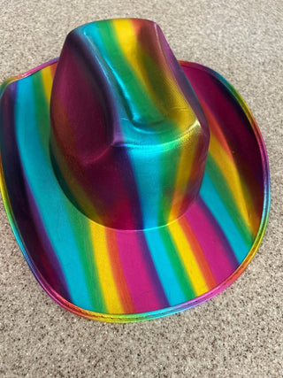 Metallic rainbow striped cowboy hat|90838