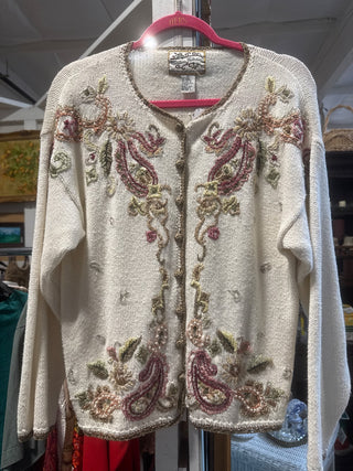90s beaded floral cardigan Heirloom Collectibles|100955