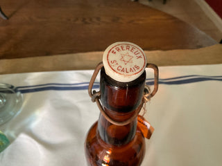 Vint amber glass French Beer Bottle 11" MTS|106585