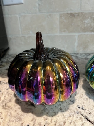 Iridescent Glass Pumpkin Decor RCD|117294