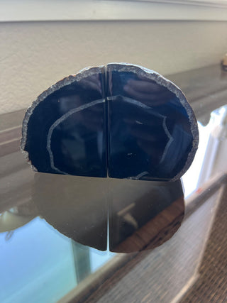 Black agate bookends|70805