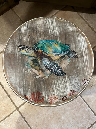 Sea Turtle/Anchor Light Weight Wood Side Table or Riser RSV|82454