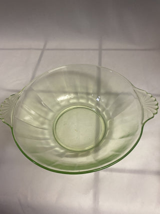 8” Uranium depression glass bowl rcd|75259