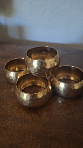 Set of 4 Vintage Hammered Brass Napkin Rings MTS|99754