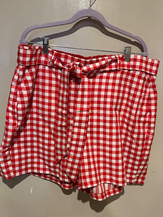 Lane Bryant Red and White Checked Shorts w/Belt (16) RSV|82417