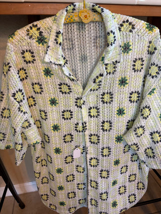 Men’s knit ss shirt white floral XL MTS|83339