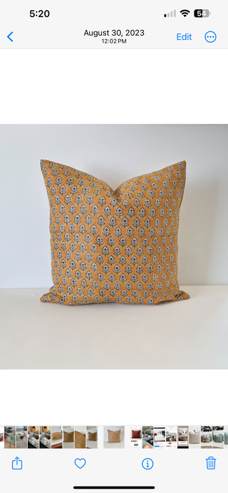 22x22  Golden hand stamped pillow|54560