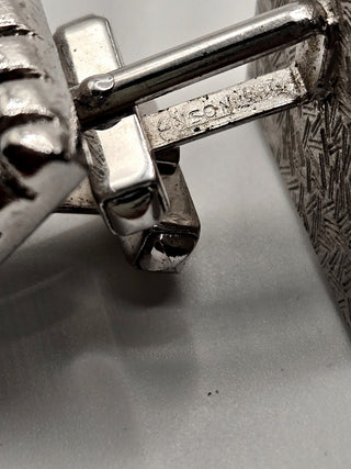 Vinatge Cufflinks, Silverstone tone w Grey lucite|110847