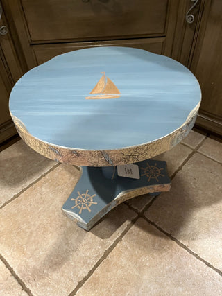 Small Round Blue Nautical Side Table RSV|80072