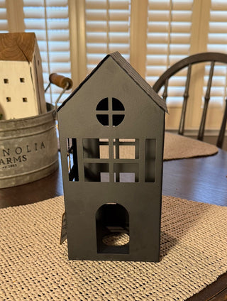 9” Black Metal Tealight House RSV|112205
