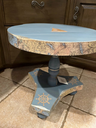 Small Round Blue Nautical Side Table RSV|80073