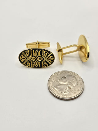 Cufflinks, gold and black damascene RSV|110923