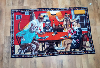 MW Vintage Cats Playing Poker Turkish Tapestry MTS|98487