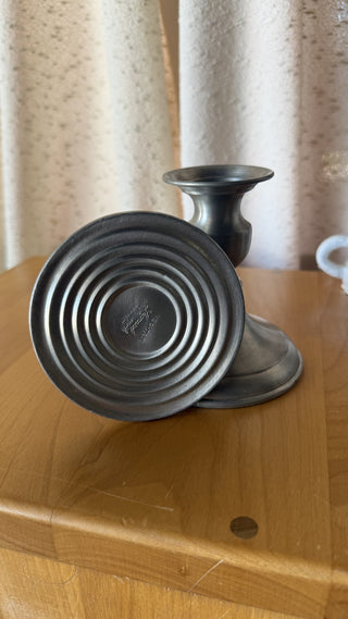 Vtg Genuine Pewter Candlestick Pair (LZD - RSV)|108509