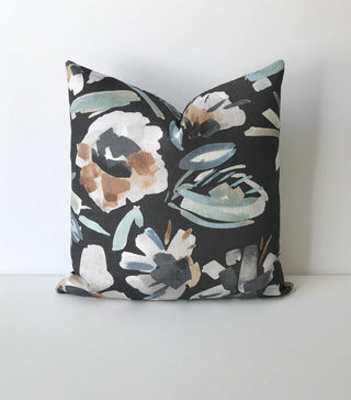 12x20 black floral pillow|50849