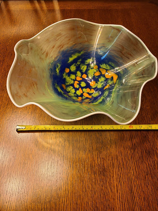 50% OFF! MCM Hand-Blown Italian Ruffled Handkerchief Glass Bowl RCD|79465