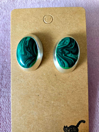 sterling silver malachite posts RSV|82511