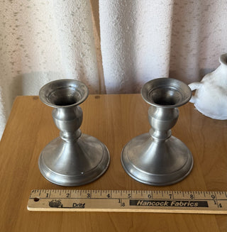 Vtg Genuine Pewter Candlestick Pair (LZD - RSV)|108512