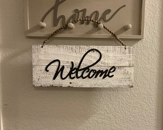 Rustic Welcome Sign with Bead Handle RSV|111244