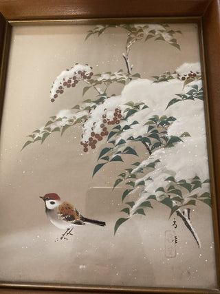 Mid century Japanese painting on silk or linen 8x10 RCD|62768