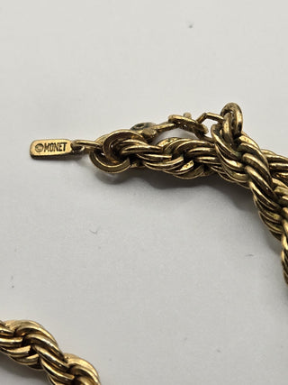 Monet goldtone rope chain necklace, vintage, RSV|110960