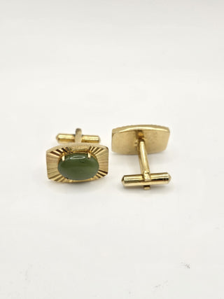 Jade cufflinks, vintage goldtone, RSV|110918