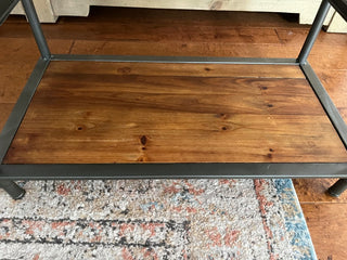 METAL & WOOD TABLE WITH 2 METAL BASKET DRAWERS 24.5H  x 13D x 29.5W (KJS) RCD|65623