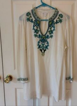 Charter Club Embellished Tunic Size Large #63 VV MTS|106390