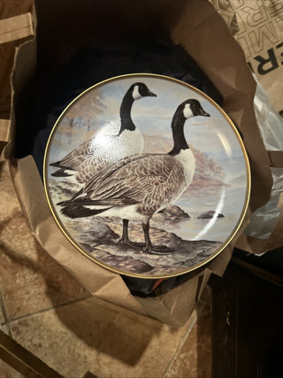 Vintage Franklin Porcelain Canada Goose by Basil Ede Standing Geese 9" plate #47 VV MTS|99448