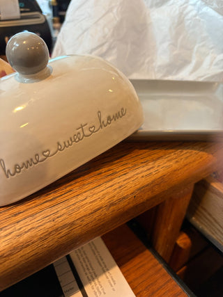 Farmhouse Butter Dish "home sweet home" gray/taupe RCD|118401