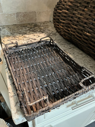 2 Piece Nesting Rattan Baskets with Tray Lids RCD|71280