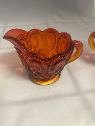 Pair L.E. Smith moon & stars Amberina sugar & creamer rcd|75248