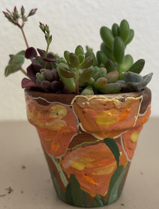 Handpainted Poppies 2in Terra Cotta MTS|70913