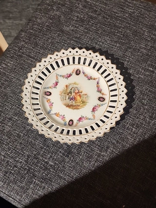 Vtg Dish German Couple Reticulated RSV|65561