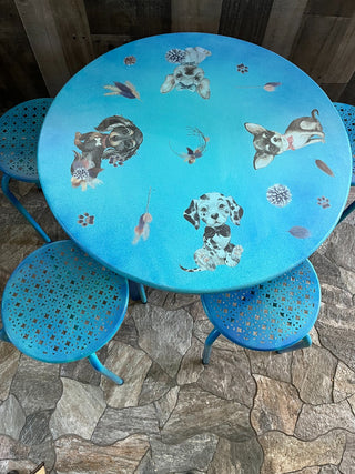 Blue Kids Table and Four Chairs (set of 5) Puppy Design RSV|80124