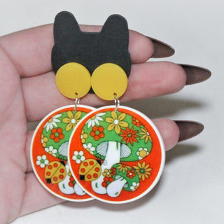 70's mushroom circle Earrings|53797