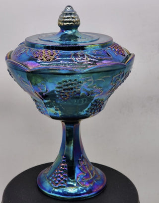 INDIANA GLASS Blue Harvest Grape Carnival Glass|70134