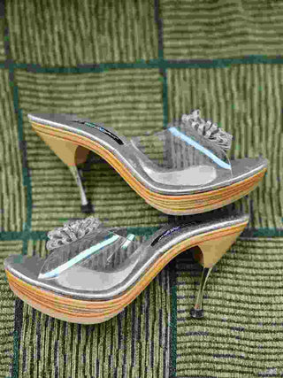 Vtg Betsey Johnson Rhinestone Starburst Polly Mules - Size 9 MTS|111299