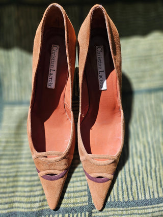 Christian Lacroix Suede Kitten Heels 8.5 MTS|101878