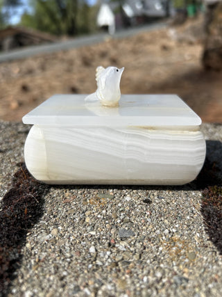 12F Onyx Marble DOVE PATTERN VINTAGE Small TRINKET BOX MTS|65123