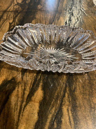 Curved Sides Etched Crystal Dish RSV|112464