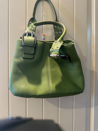 Tignanello Leather handbag, apple green, dbl. handels RCD|89649
