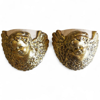 PAIR Mid-20th Century Neoclassical Cherub Wall Sconces|88620