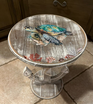 Sea Turtle/Anchor Light Weight Wood Side Table or Riser RSV|82455
