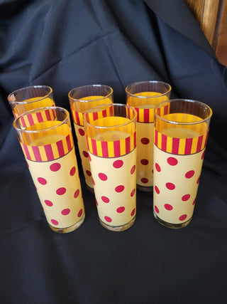 Gail Pittman Yellow & Red Polka Dot Glasses Set of 6 RCD|61435