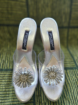 Vtg Betsey Johnson Rhinestone Starburst Polly Mules - Size 9 MTS|111294