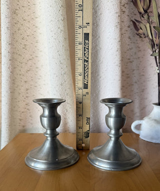 Vtg Genuine Pewter Candlestick Pair (LZD - RSV)|108510