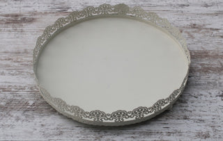 Metal Victorian lace round decorative tray #62 VV MTS|85245